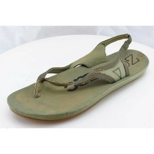 Zoe & Zac Sz 7 M Green‎ Slingback Fabric Women Sandals